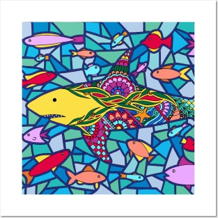 Mosaic Shark Posters and Art